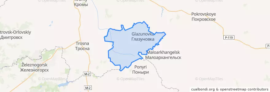 Mapa de ubicacion de Глазуновский район.