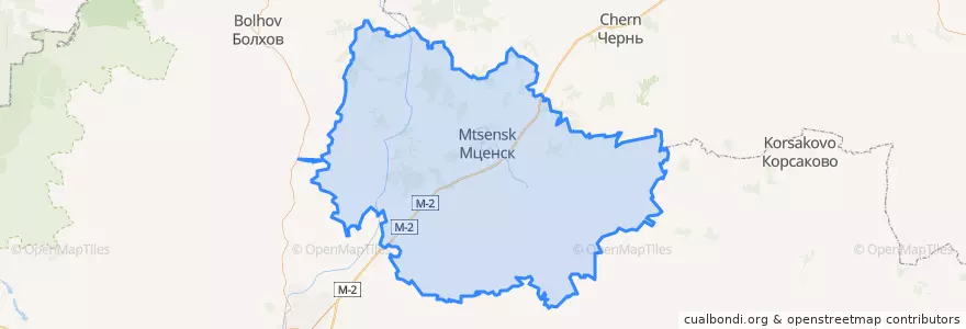 Mapa de ubicacion de Mcenskij rajon.