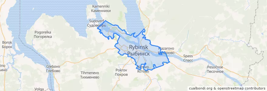 Mapa de ubicacion de городской округ Рыбинск.