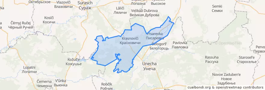 Mapa de ubicacion de Красновичское сельское поселение.