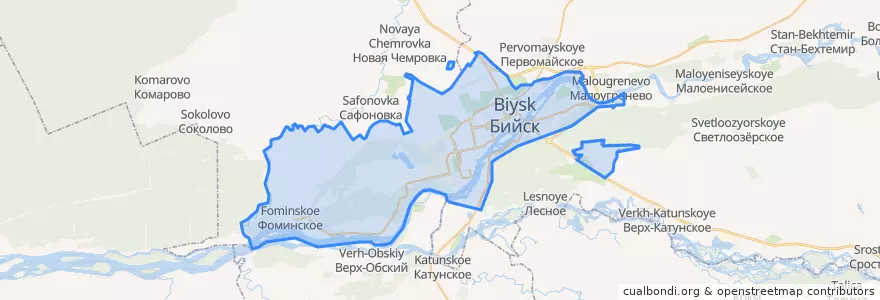 Mapa de ubicacion de городской округ Бийск.