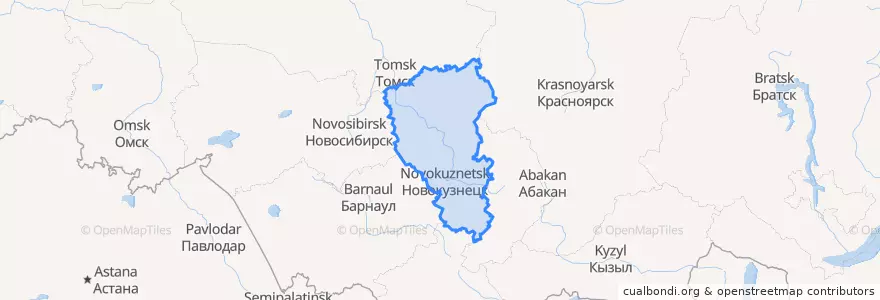 Mapa de ubicacion de Kemerovo Oblast.