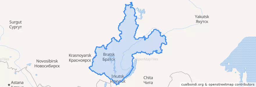 Mapa de ubicacion de Oblast' di Irkutsk.