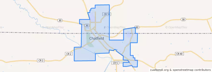 Mapa de ubicacion de Chatfield.