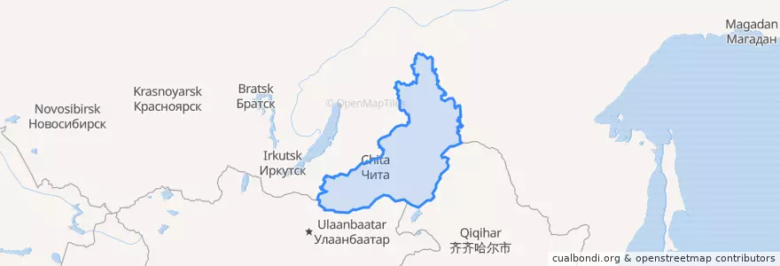 Mapa de ubicacion de Krai de Zabaikalie.
