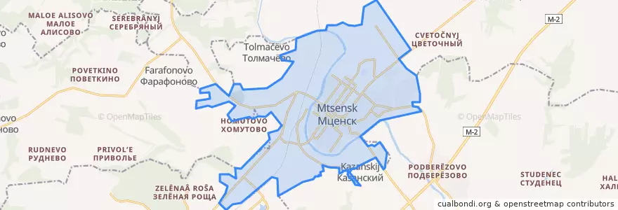 Mapa de ubicacion de городской округ Мценск.