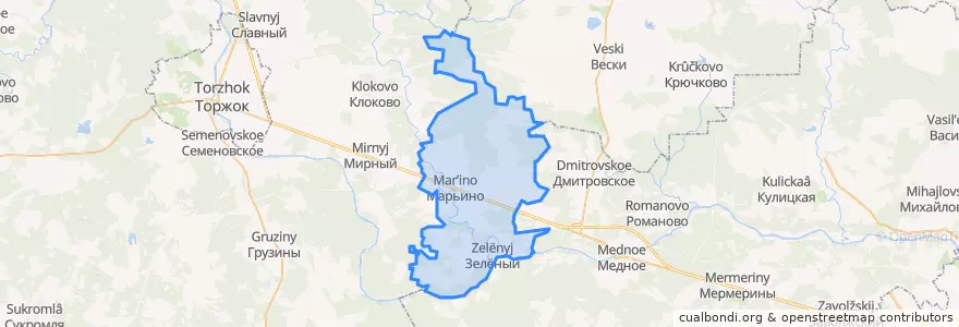 Mapa de ubicacion de Марьинское сельское поселение.