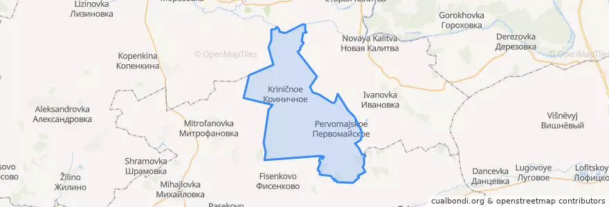 Mapa de ubicacion de Криничанское сельское поселение.