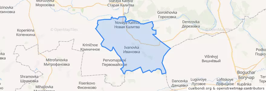 Mapa de ubicacion de Новокалитвенское сельское поселение.