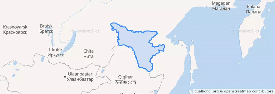 Mapa de ubicacion de Oblast Amoer.