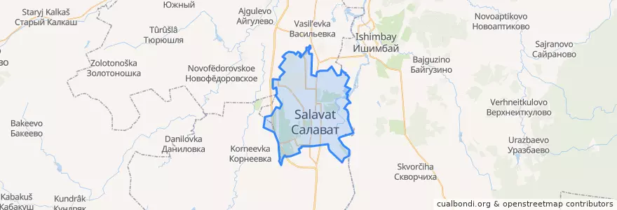 Mapa de ubicacion de городской округ Салават.