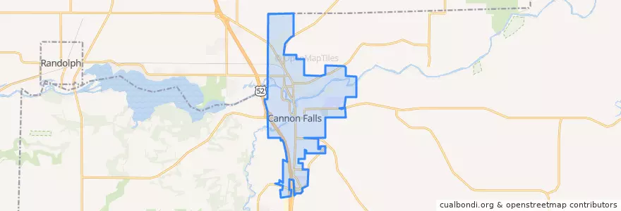 Mapa de ubicacion de Cannon Falls.