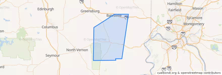 Mapa de ubicacion de Ripley County.
