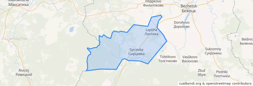 Mapa de ubicacion de Лаптихинское сельское поселение.