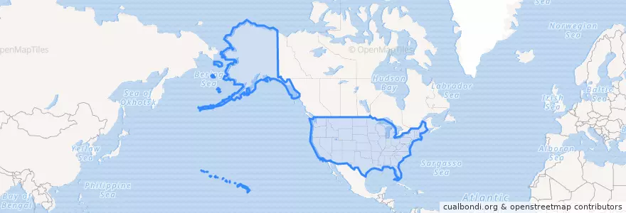 Mapa de ubicacion de États-Unis d'Amérique.