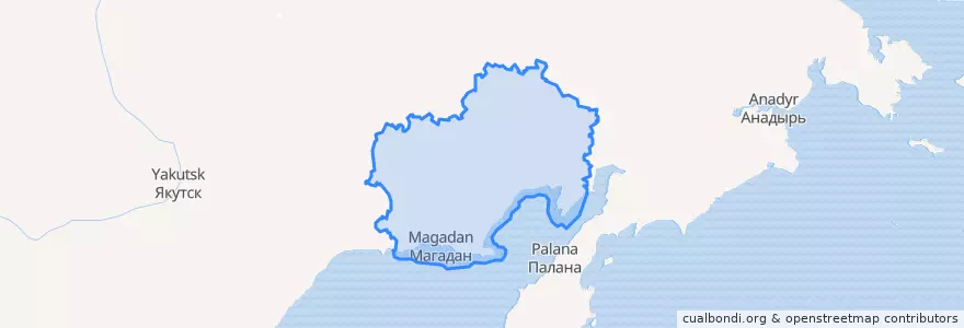 Mapa de ubicacion de Oblast' di Magadan.