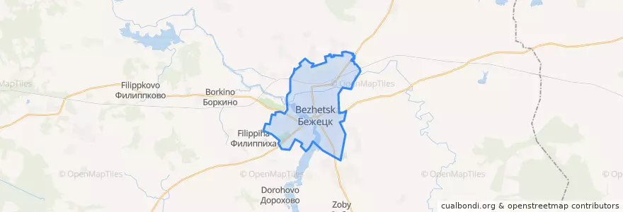 Mapa de ubicacion de городское поселение Бежецк.