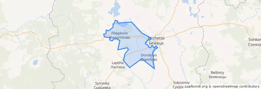 Mapa de ubicacion de Филиппковское сельское поселение.
