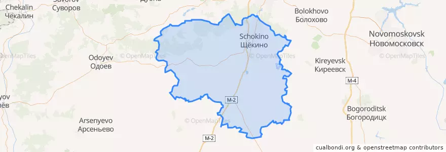 Mapa de ubicacion de Щёкинский район.