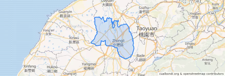 Mapa de ubicacion de Zhongli District.
