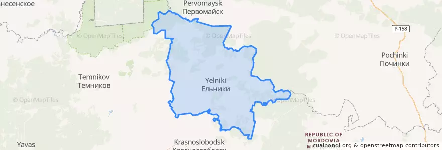 Mapa de ubicacion de Ельниковский район.