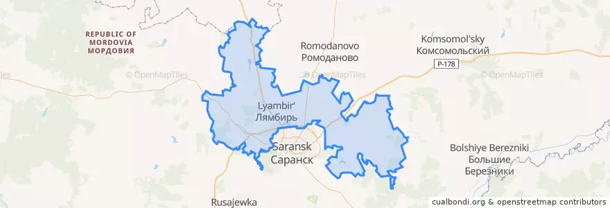 Mapa de ubicacion de Лямбирский район.