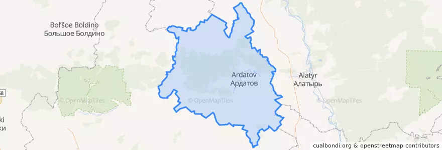Mapa de ubicacion de Ардатовский район.
