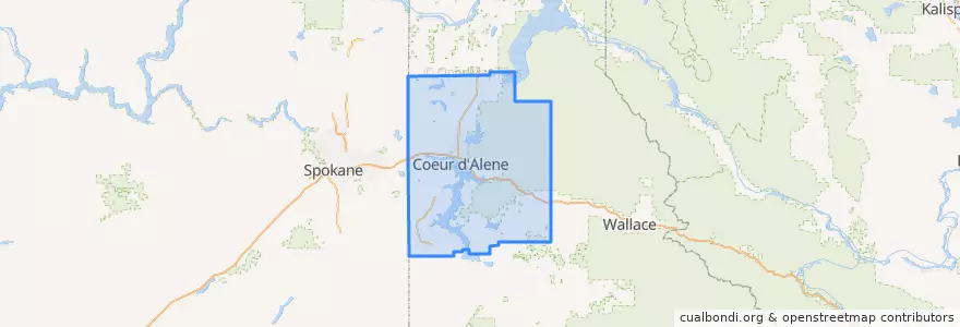 Mapa de ubicacion de Kootenai County.