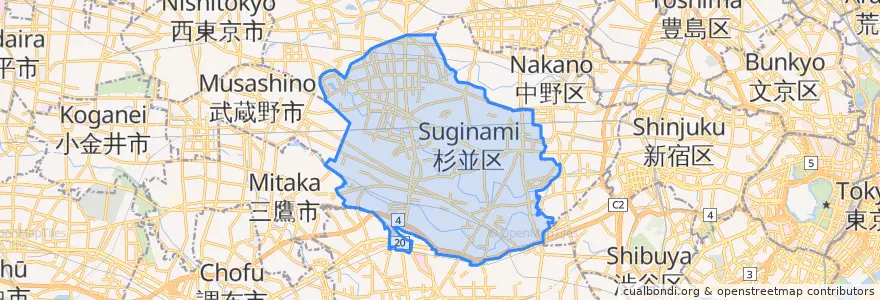 Mapa de ubicacion de Suginami.