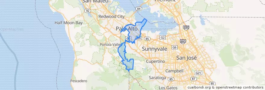 Mapa de ubicacion de Palo Alto.