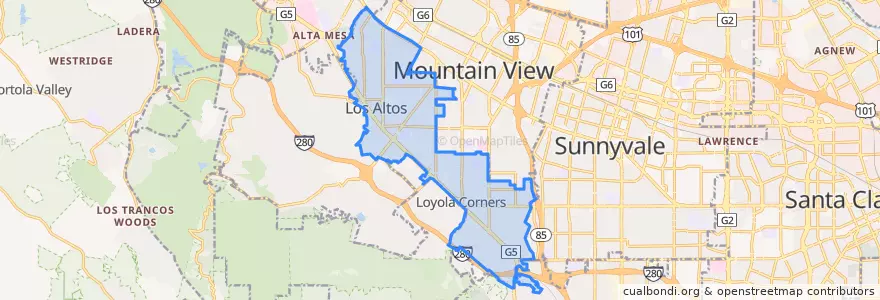 Mapa de ubicacion de Los Altos.