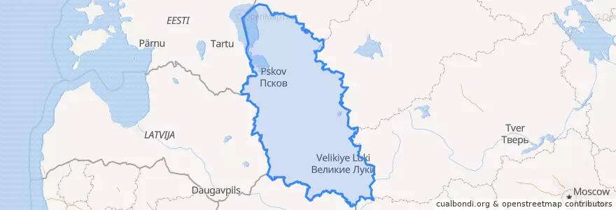 Mapa de ubicacion de Oblast de Pskov.