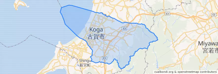 Mapa de ubicacion de Koga.