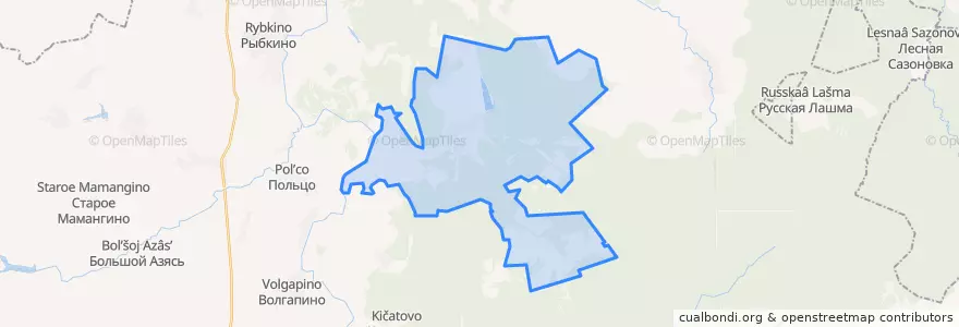 Mapa de ubicacion de Новомамангинское сельское поселение.
