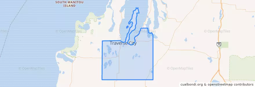 Mapa de ubicacion de Grand Traverse County.