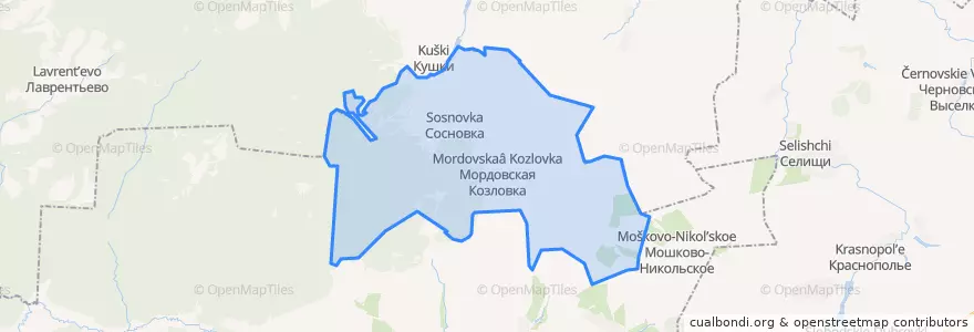 Mapa de ubicacion de Мордовско-Козловское сельское поселение.