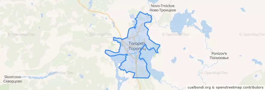 Mapa de ubicacion de городское поселение Торопец.