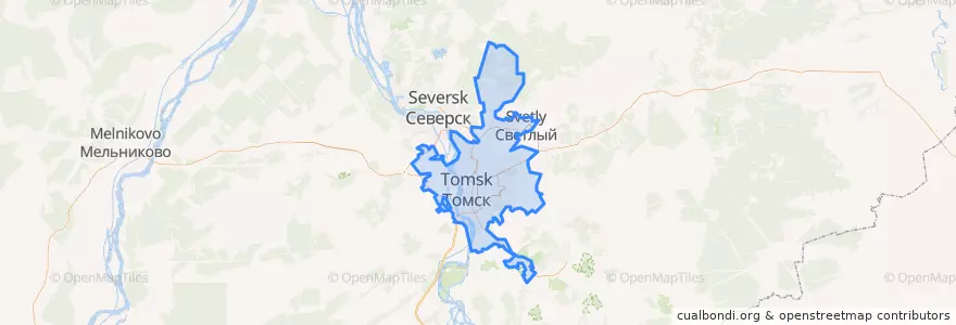 Mapa de ubicacion de городской округ Томск.