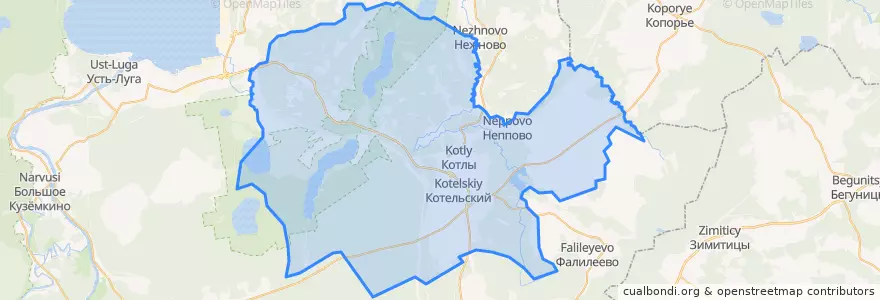 Mapa de ubicacion de Котельское сельское поселение.