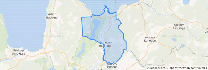 Mapa de ubicacion de Нежновское сельское поселение.