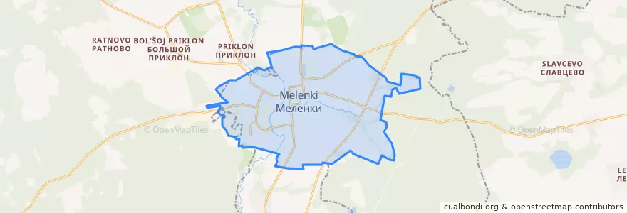 Mapa de ubicacion de городское поселение Меленки.