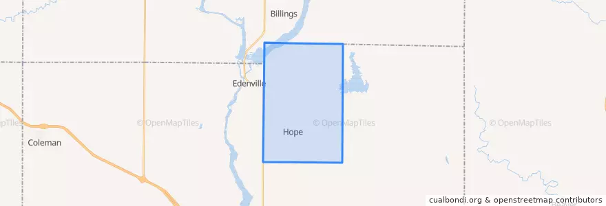 Mapa de ubicacion de Hope Township.