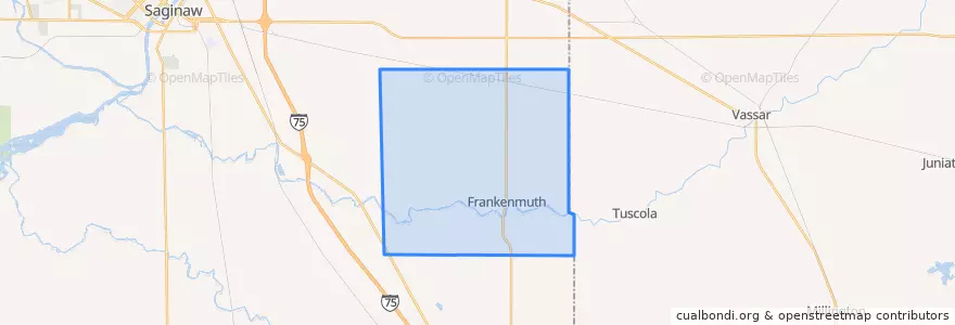 Mapa de ubicacion de Frankenmuth Township.