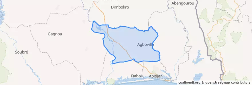 Mapa de ubicacion de Agnéby-Tiassa.