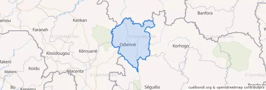 Mapa de ubicacion de Denguélé.