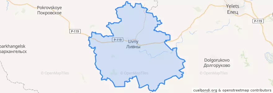 Mapa de ubicacion de Ливенский район.