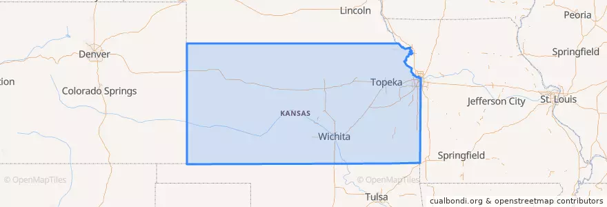 Mapa de ubicacion de Kansas.