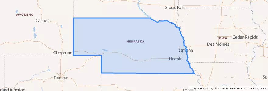 Mapa de ubicacion de Nebraska.