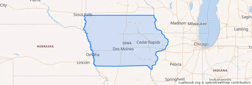 Mapa de ubicacion de Iowa.