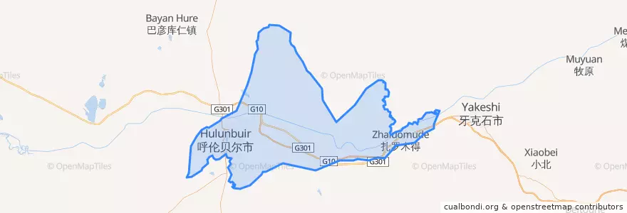Mapa de ubicacion de Hailar District.